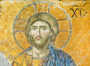 La mosaïque de la Déisis représentant le Christ, Sainte-Sophie, Turquie, vers 1261